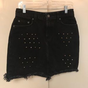 Black denim skirt